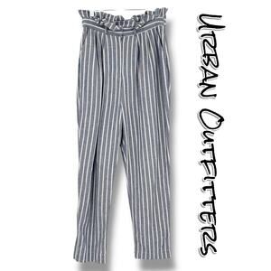 Urban Outfitters Striped Linen Blend Pants Paperbag Waist Blue Womens Size 6